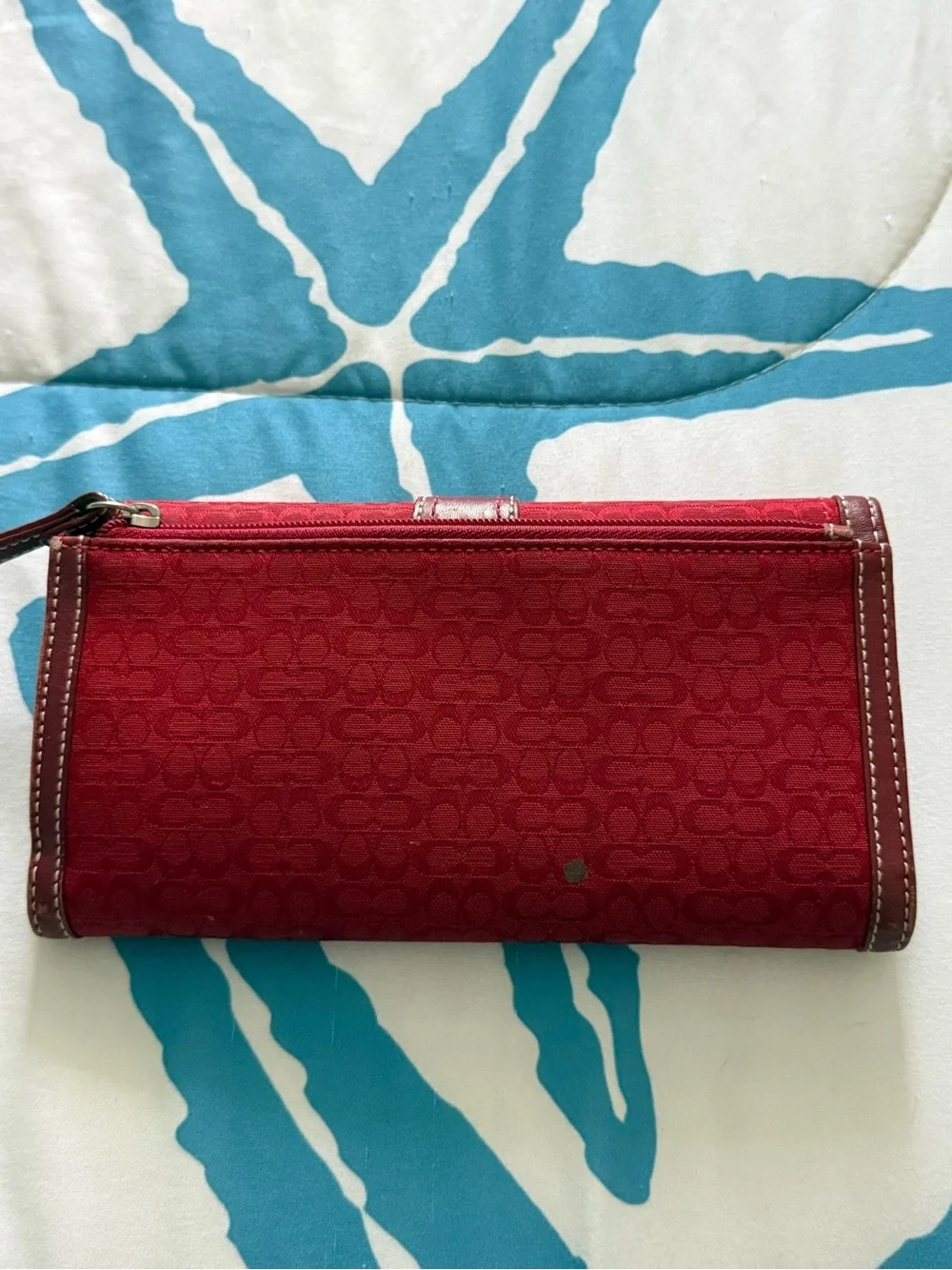Coach Red Signature Buckle Wristlet Wallet